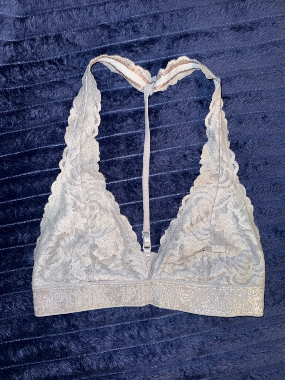 PINK Victoria's Secret Lace Racerback Bralette in Ivory